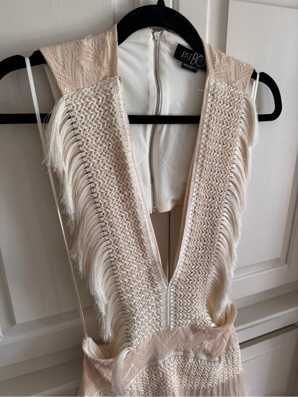 PatBO Cream Fringed Knit Mini Dress - Picture 8 of 8